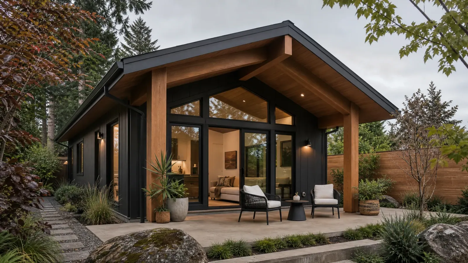 Detached backyard ADU designed for a Pacific Northwest property Detached backyard ADU designed for a Pacific Northwest property